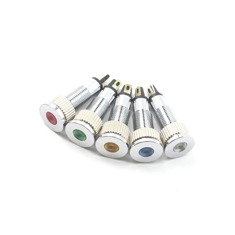 12v dot led stainless steel pilot lamp Flat pin terminal  IP65 waterproof 8mm metal indicator light