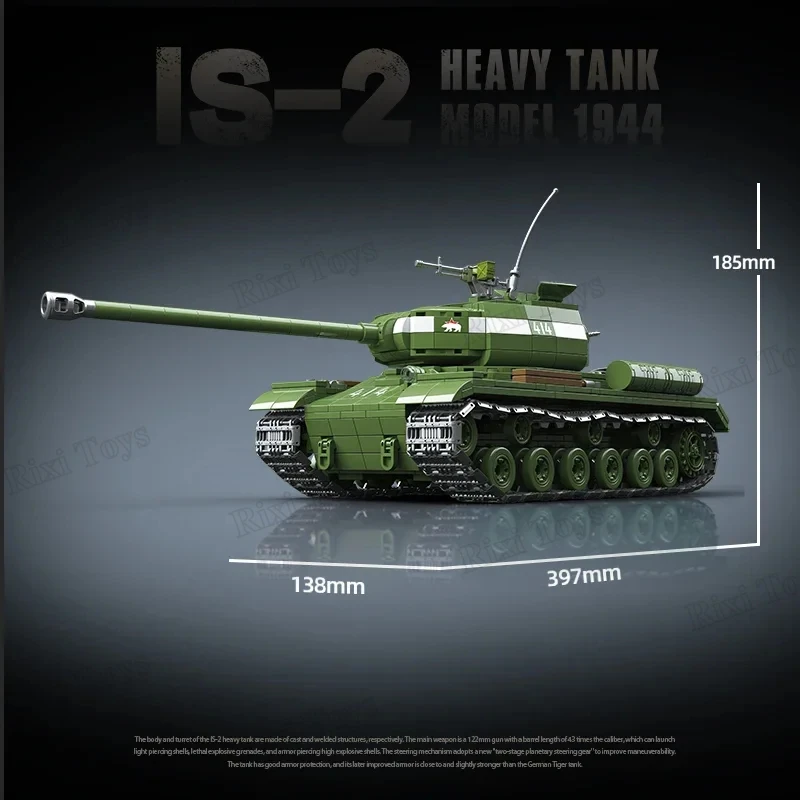 QuanGuan 100249 военный WW2 IS-2 тяжелый танк мировая война II гусеничный конструктор игрушки для детей подарки наборы строительных блоков