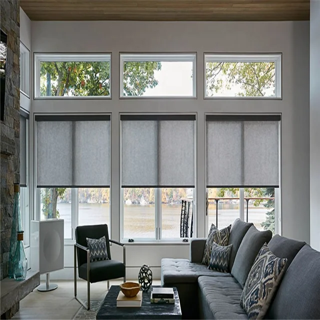 Aluminum Covers Motorised Roller Blinds Shades Smart Fabric Modern Window Cortina Roller Blind