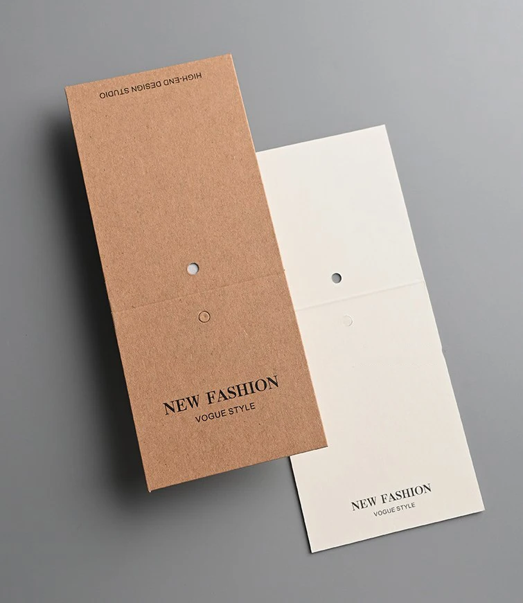 Fashion New hanging tags ribbon folded craft paper design clothing stock tag labels with logo custom hang tags