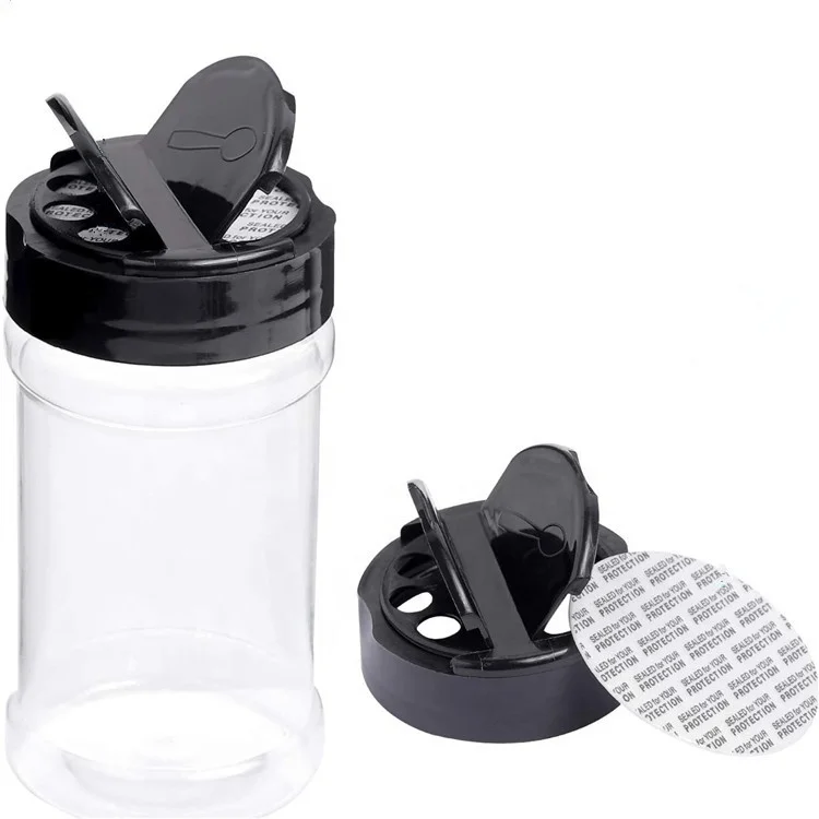 6oz 180ml Pet Plastic spice packaging jar clear seasoning bottle spices container salt shaker