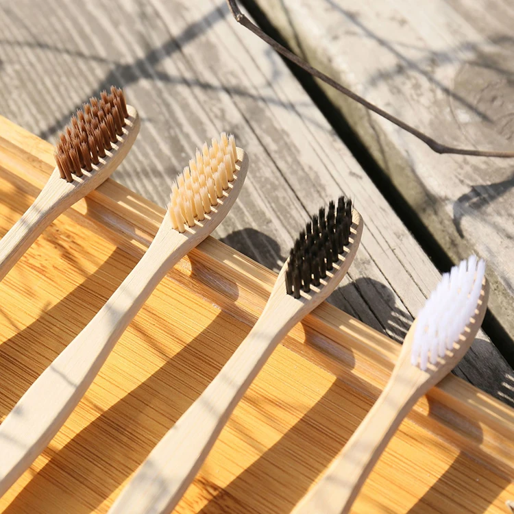 Wholesale 100 % Healthy Eco Organic Charcoal bamboo toothbrush custom logo  natural bamboo toothbrush