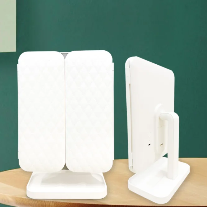 desk lamp three-sided folding touch sensor 180 degree rotating vanity magnifying wall mounted led foldable make up mirror