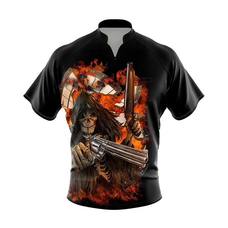 Customized Dart Team Button up Dart Shirt Full Digital Printing Custom Design Darts Shirts With Pocket Sublimated Polo Jersey