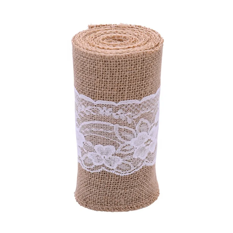 Vintage Jute Burlaps Lace Roll for Wedding Decoration Chair Sashes Home Decoration Ornamental Pendant