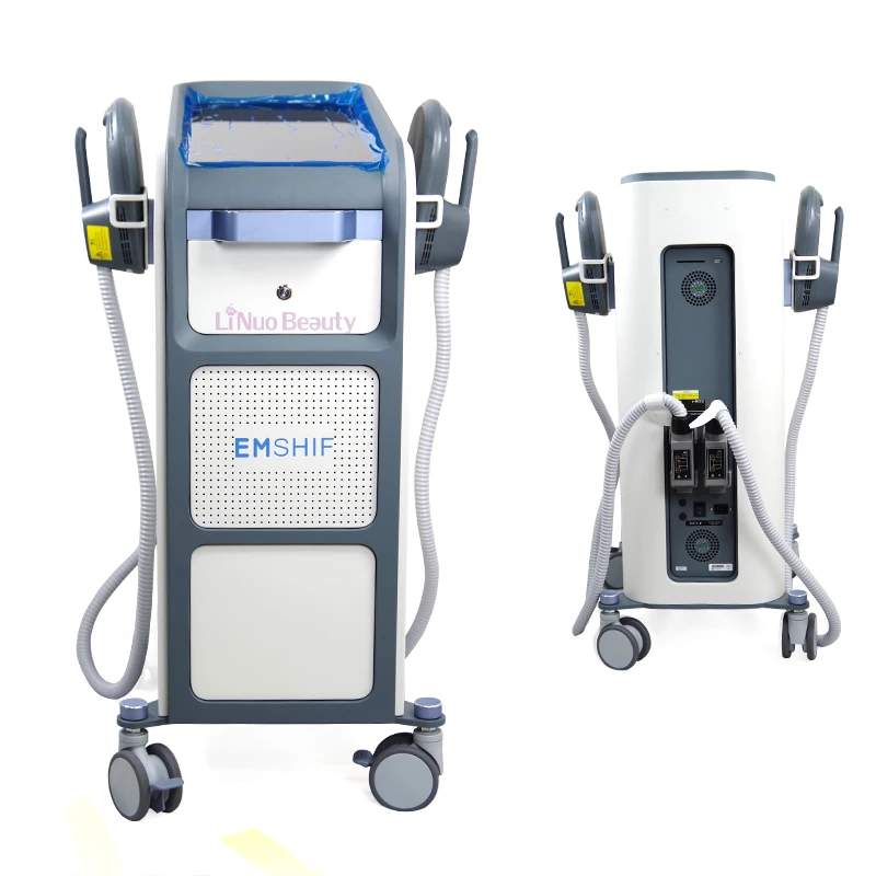 Vertical High-Intensity HIEMT Muscle Stimulator EMSlim Neo RF Air Cooling Hiemt 4 Handles