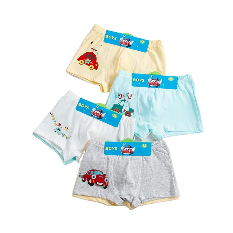 Фабричное нижнее белье для детей, низкая цена, оптовая продажа хлопковые трусы-боксеры с рисунком для мальчиков