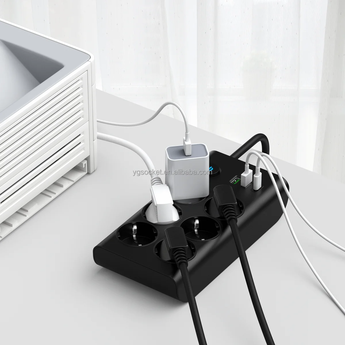 6 way outlets High Quality 1.8M Cable Length Extension Socket Type with 3USB 3.4A germany power strip