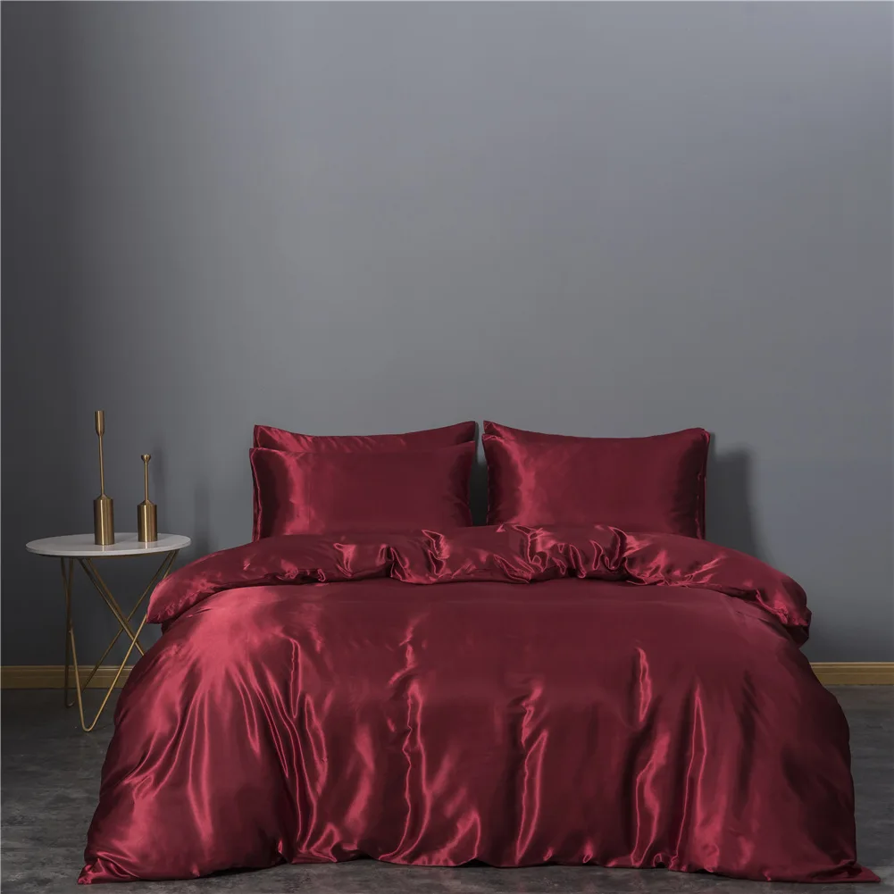Cheap 100% Polyester Wedding Duvet Cover Set Solid Color Bedding Set Silky Touching Duvet Cover Set With Low Moq