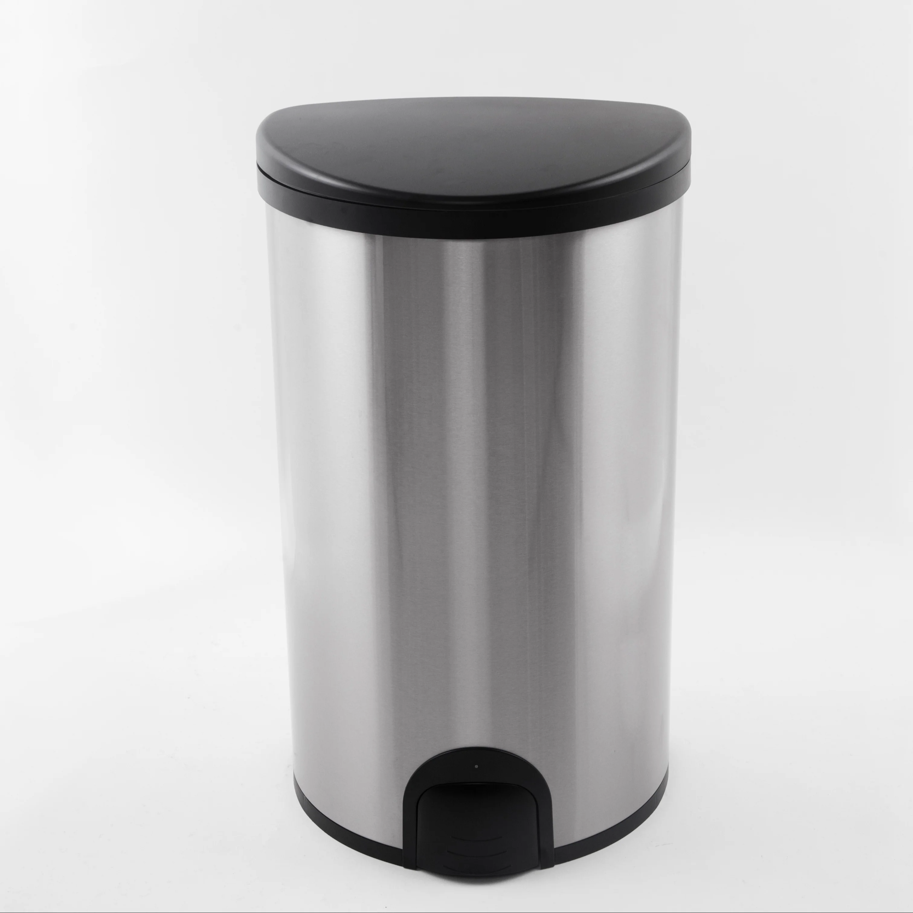Foot Sensing Home Use Stainless Steel Standing Round Shaped Smart Garbage Trash Can With Lid