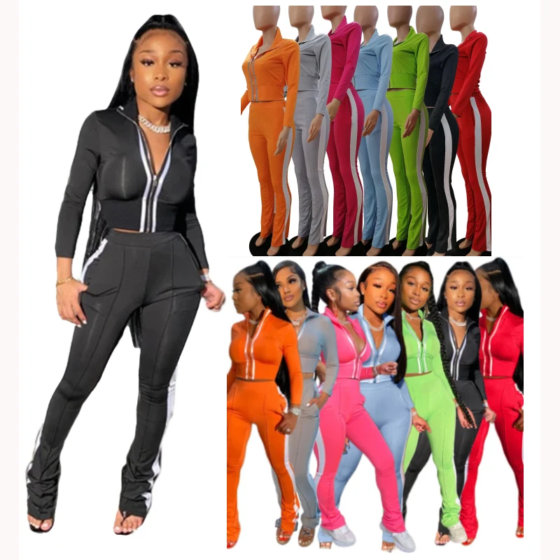 Wholesale Tracksuit Clothes Pink 2 Piece Cotton Training Jogging Wear Suits Set For Women
