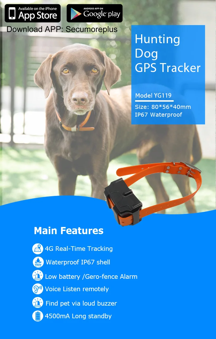 GPS трекер охотничья собака для ошейника мини 4G Localizador с ограждением безопасности