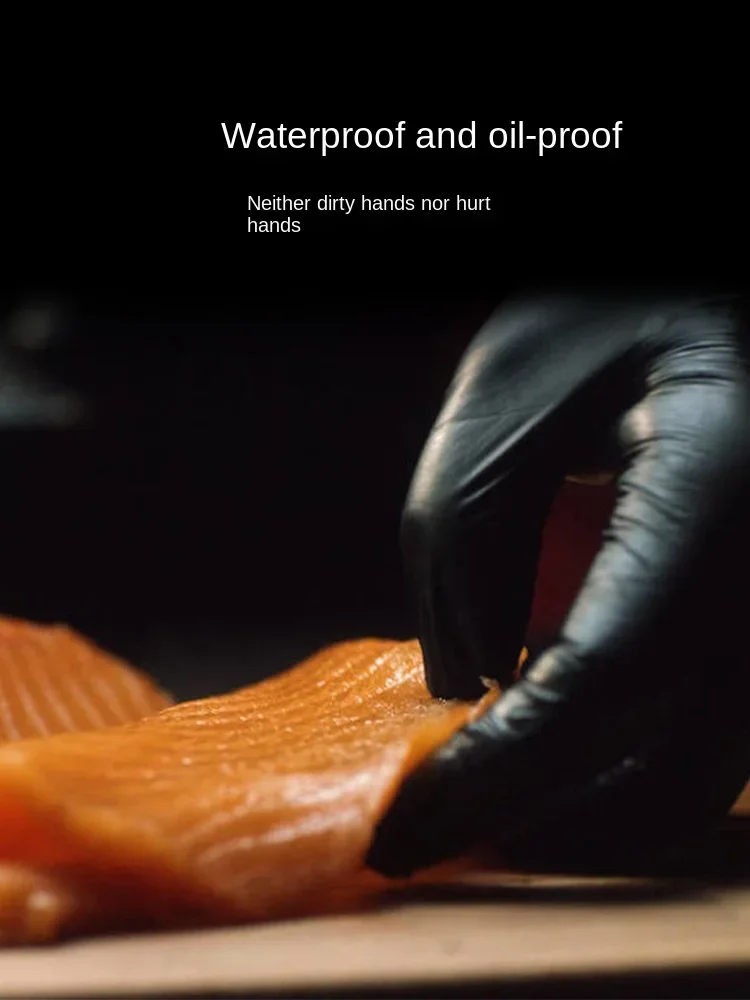 Household gloves auto repair oil-proof thickening rubber non-slip oil-resistant disposable Black Nitrile Gloves