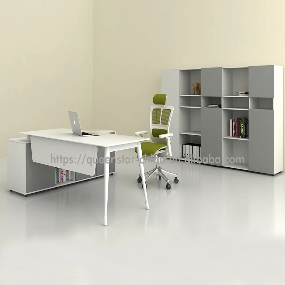 QS-OD-COM01 Modern executive desk with metal frame MFC desktop office desk