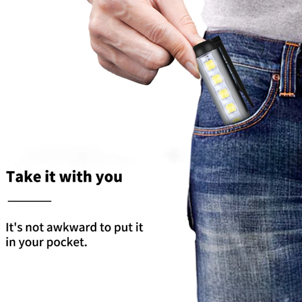 Multifunctional LED portable flashlight, rechargeable mini magnetic pen light with side lights