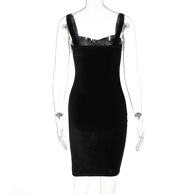 Sdress Diamond Tassel Velvet Mini Dress Bodycon Elegant Party Club Sexy Apparel Women 2021 Sleeveless Summer Wholesale Clothes
