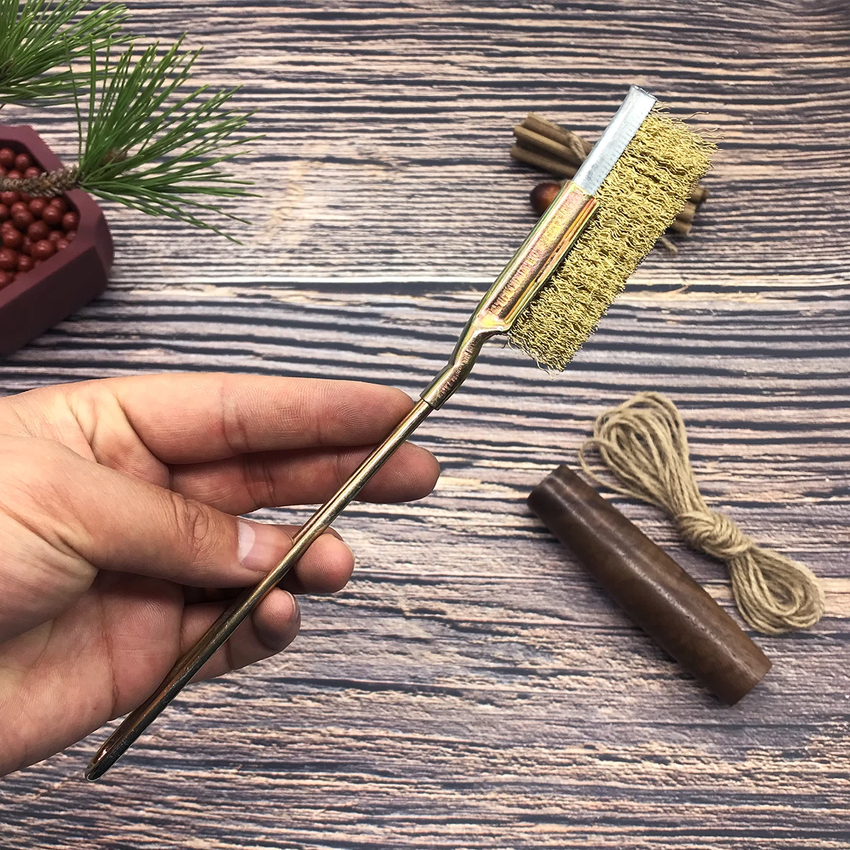 Bonsai straight Head Brush Made in China garden cleaning tool wire brush Cleaning Tool for Tree Trunk Plants.