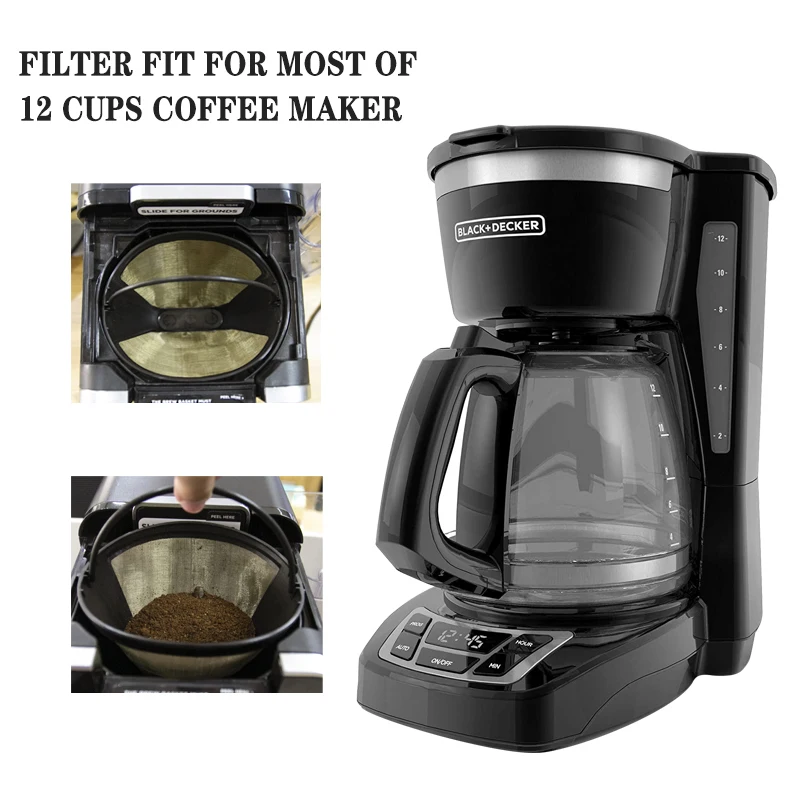 Stainless Steel Coffee Filter,8-12 Cup Basket Reusable Metal Filter for Black & Deckers Machines