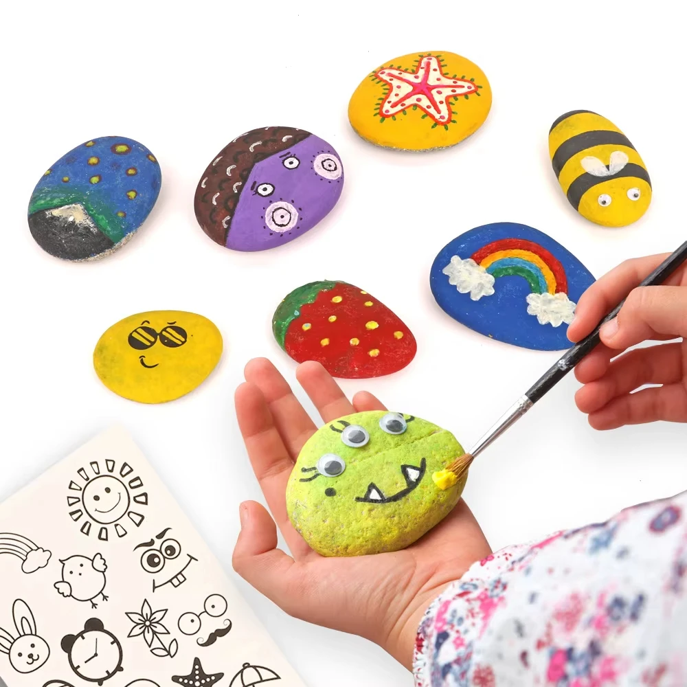 Diy Rock Painting Kit Nature Stone Art and Craft Drawing Toy Set