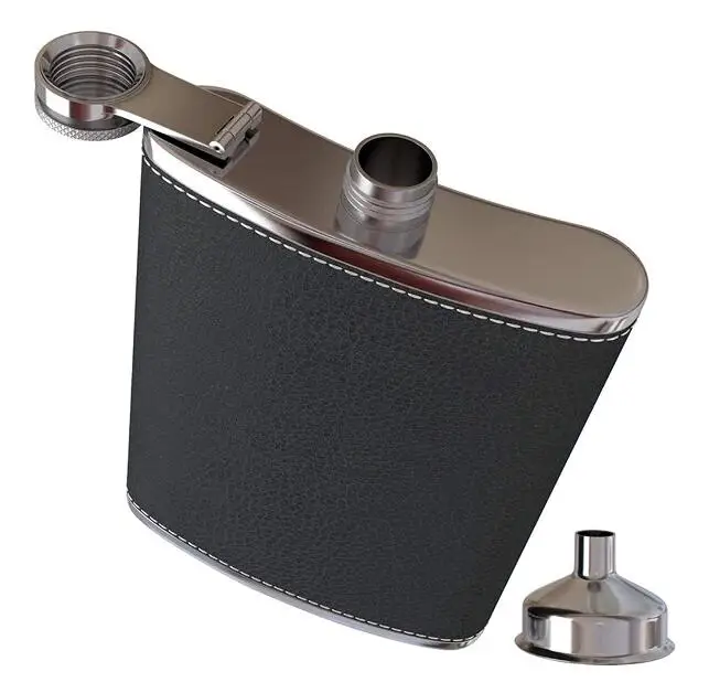  Amazon hot sell custom 4oz 5oz 6oz 7oz 8oz stainless steel leather hip flask with funnel set for