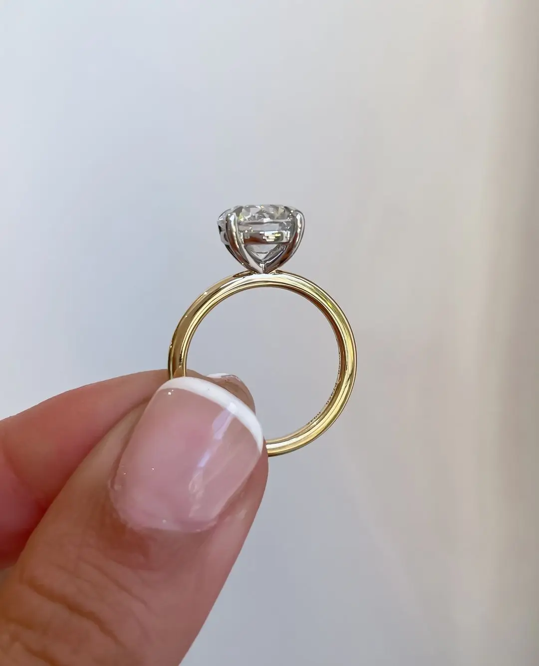 Solitaire diamond ring 2CT Round IGI certificate 18K two tones lab created diamonds wedding ring