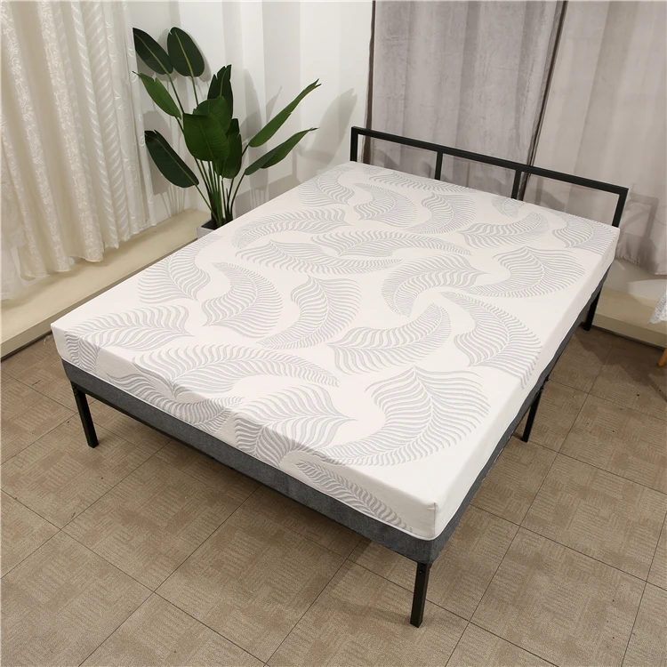 Premium 100% Polyester Grey Palm Tree Pattern Zippered Mattress Protector King Size Knitted Mattress Cover