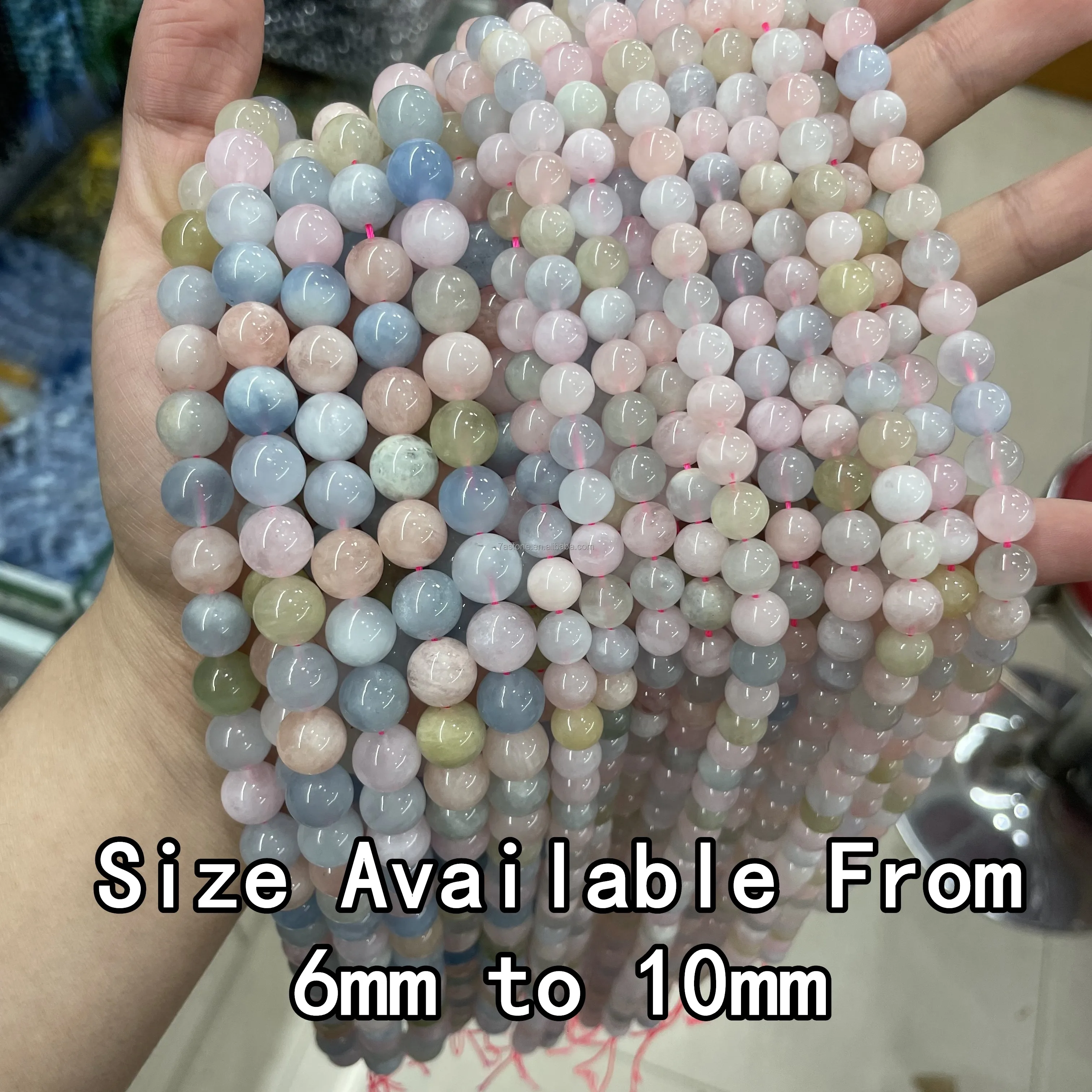 Genuine Morganite Wholesale Natural Gemstone Polished Loose Round Beads Mix Pink Morganite Beryl Beads for DIY Jewelry Making