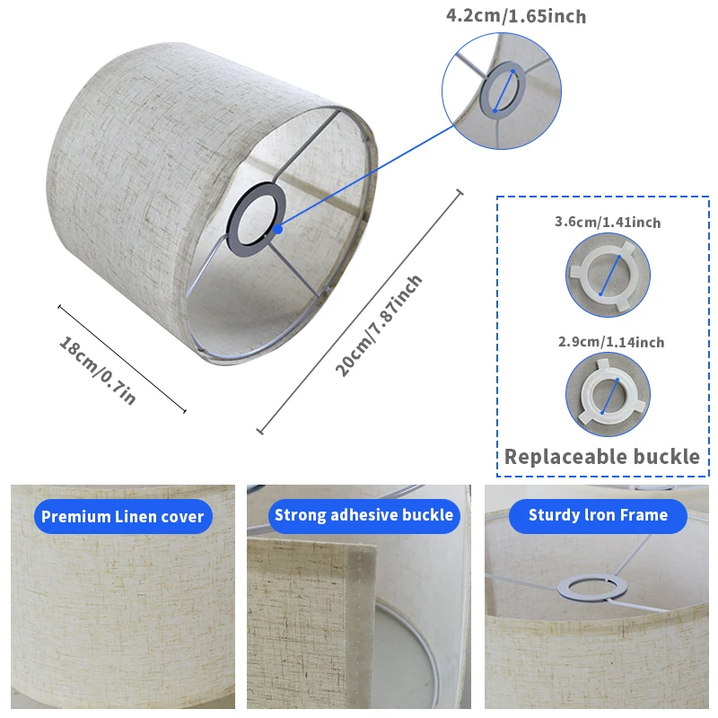 Table Lamp Lampshade Floor Lamp Beige Fine Linen Lampshade Removable And Washable Buckle Lampshade