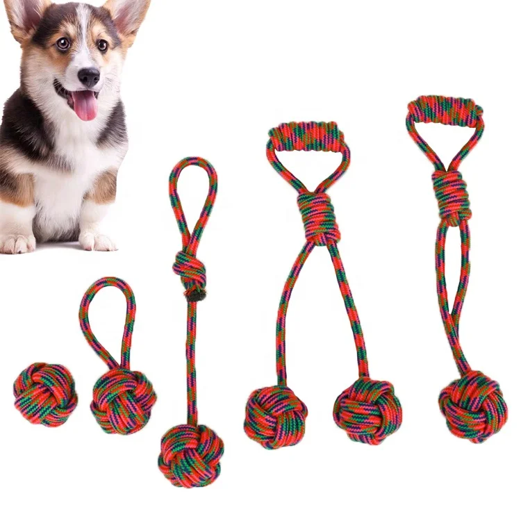 2024 Red rope molar teeth cheap pet dog rope gift 5 pcs rope durable dog toys set