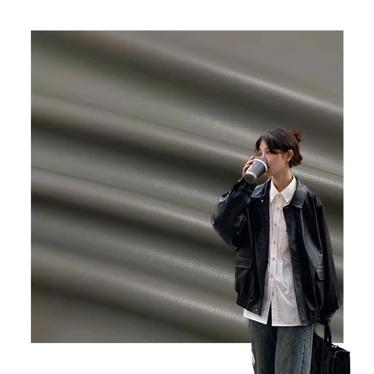 Professional Factory Custom 300gsm Plain Pattern Pu Bonded Suede Fabric Pu Leather For Clothing Leggings Dresses