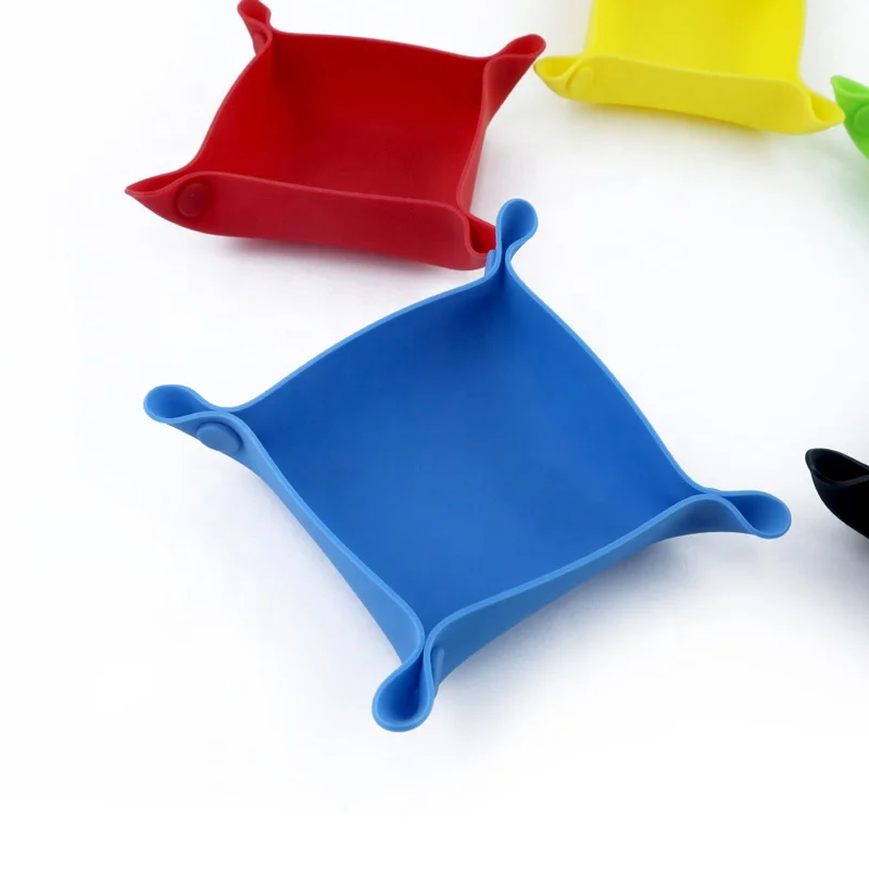 Silicone Foldable Board Game Bowl Dice Trays Portable Folding Tray Accessory for Tabletop Games like Dice