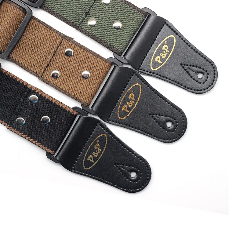 Cotton guitar strap for musical instruments leather guitar strap