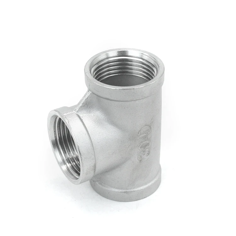 High Quality 304 / 316l Stainless Steel Reducing Pipe Fitting Connector npt threaded reducing Tee