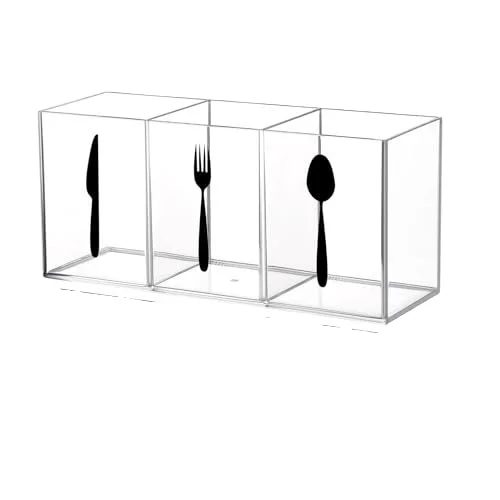 Acrylic Cutlery Storage Organizer Tableware Storage Box PMMA Storage Holder for Fork Knife Spoon