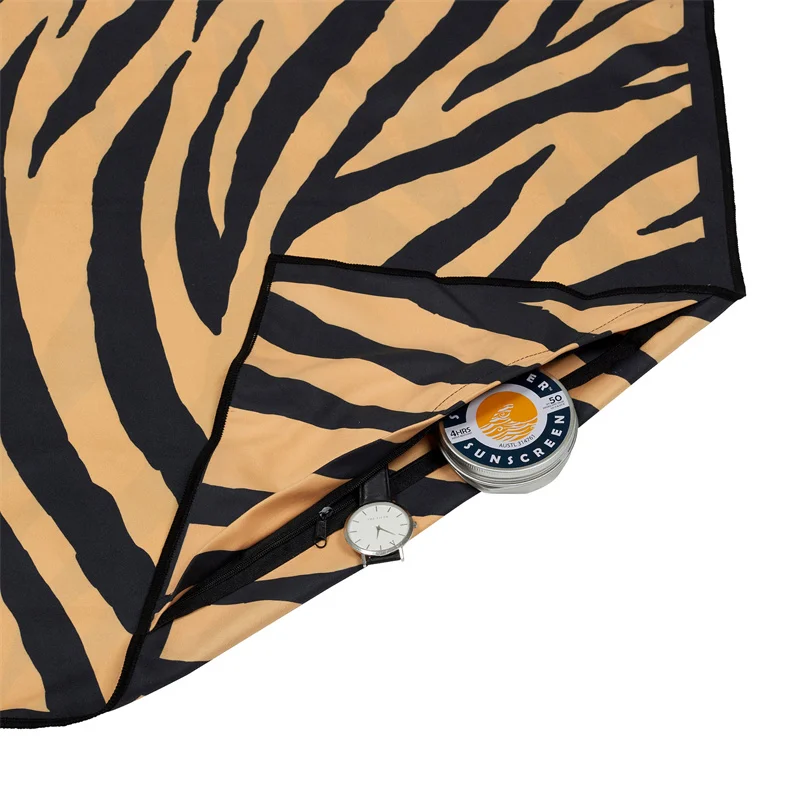 High Quality Print Microfiber Beach Towel With Logo Water Absorption palm tree Sand Free Custom Beach Towel elastic ban