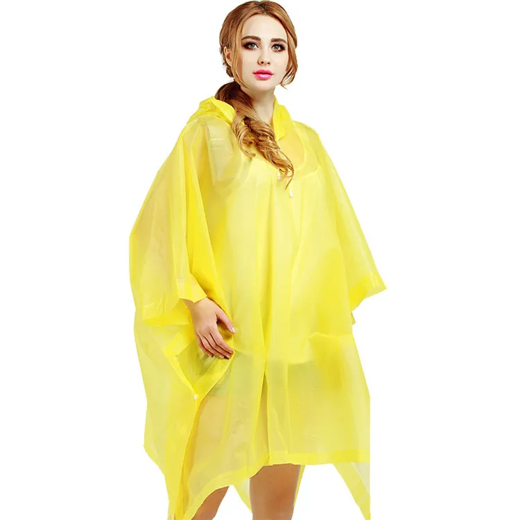 
2021 One Piece Waterproof Yellow Long Custom Fashion EVA Raincoat 