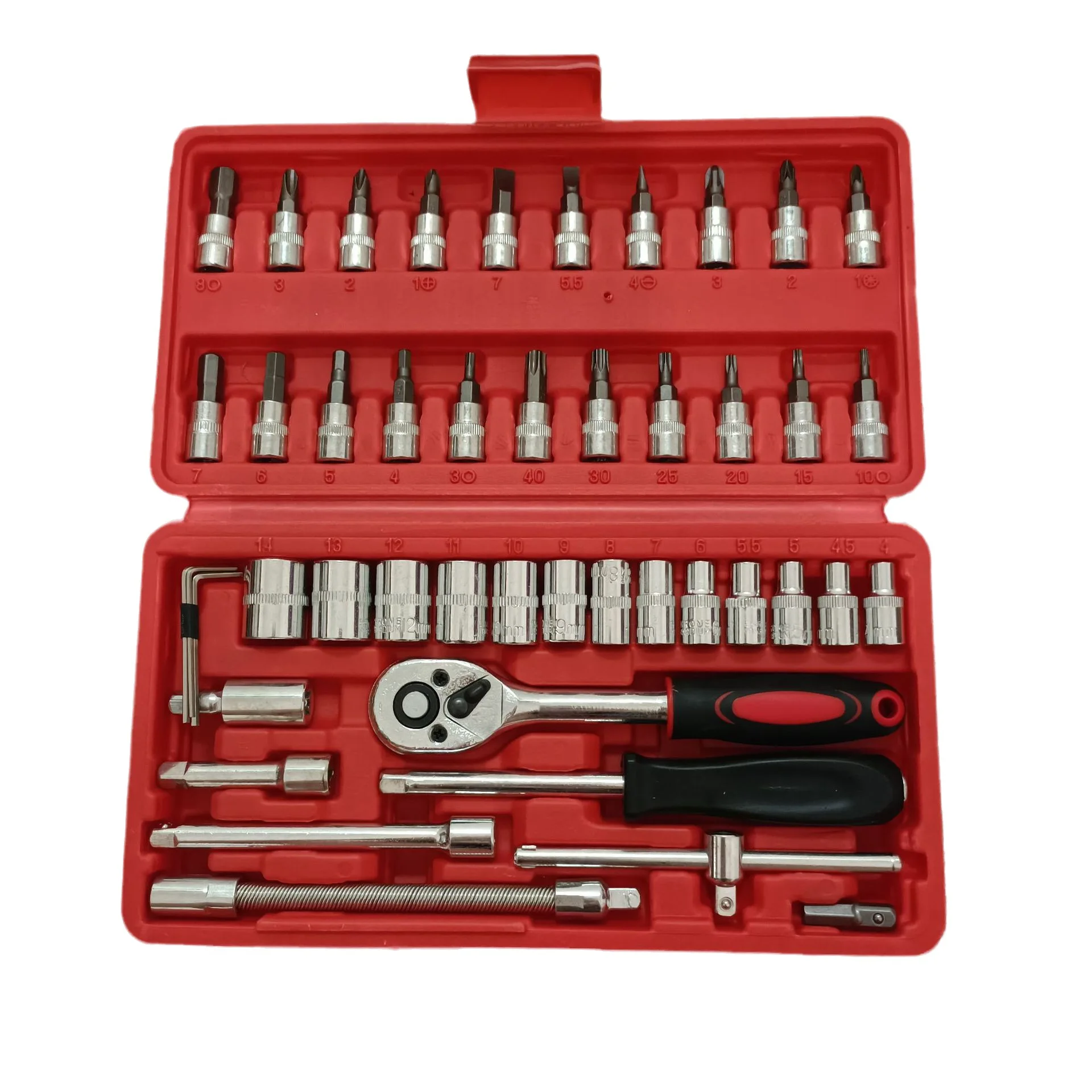 46pcs pieces mechanic socket wrench electric tool set  kit box 46 in 1 combination