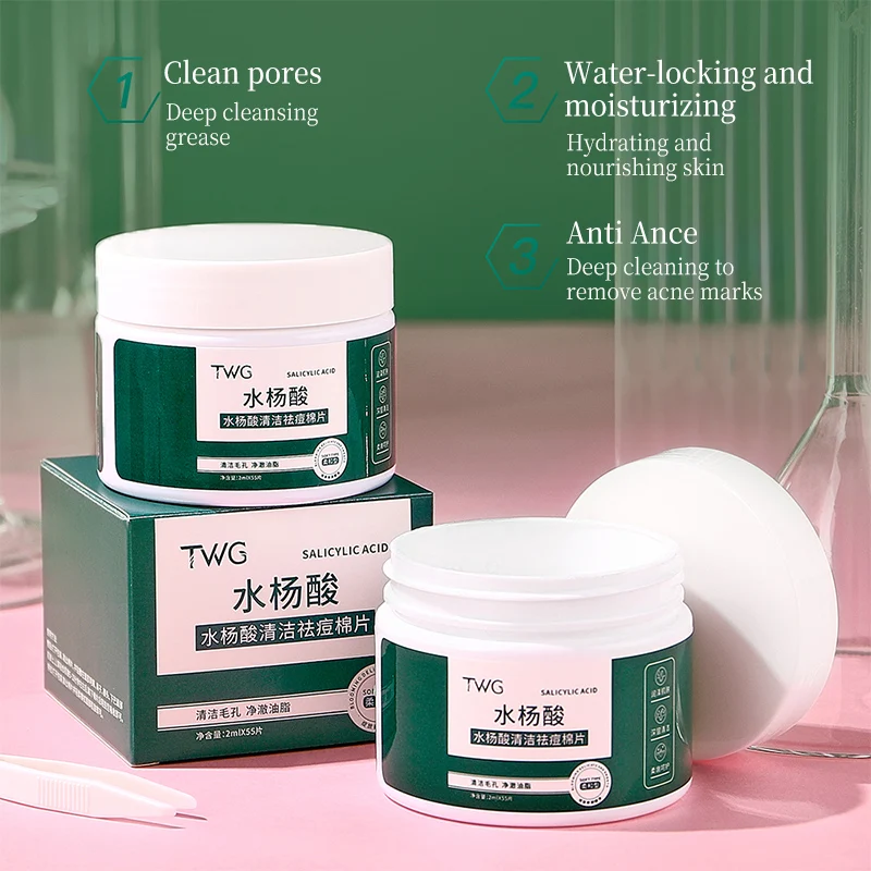 TWG Face Toner Pad Acne Treatment Face Mask Pads Salicylic Acid Moisturizing Cleansing Anti Ance Face Toner Pad