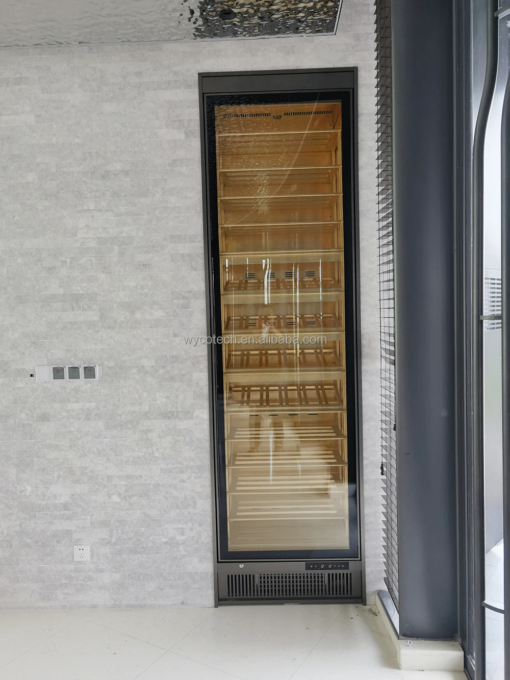 Kitchen Room Luxury Modern Wine Cabinets with Compressor Fan Cooling System Beech Wood Rack Wine Storage Cabinet Cooler Chiller