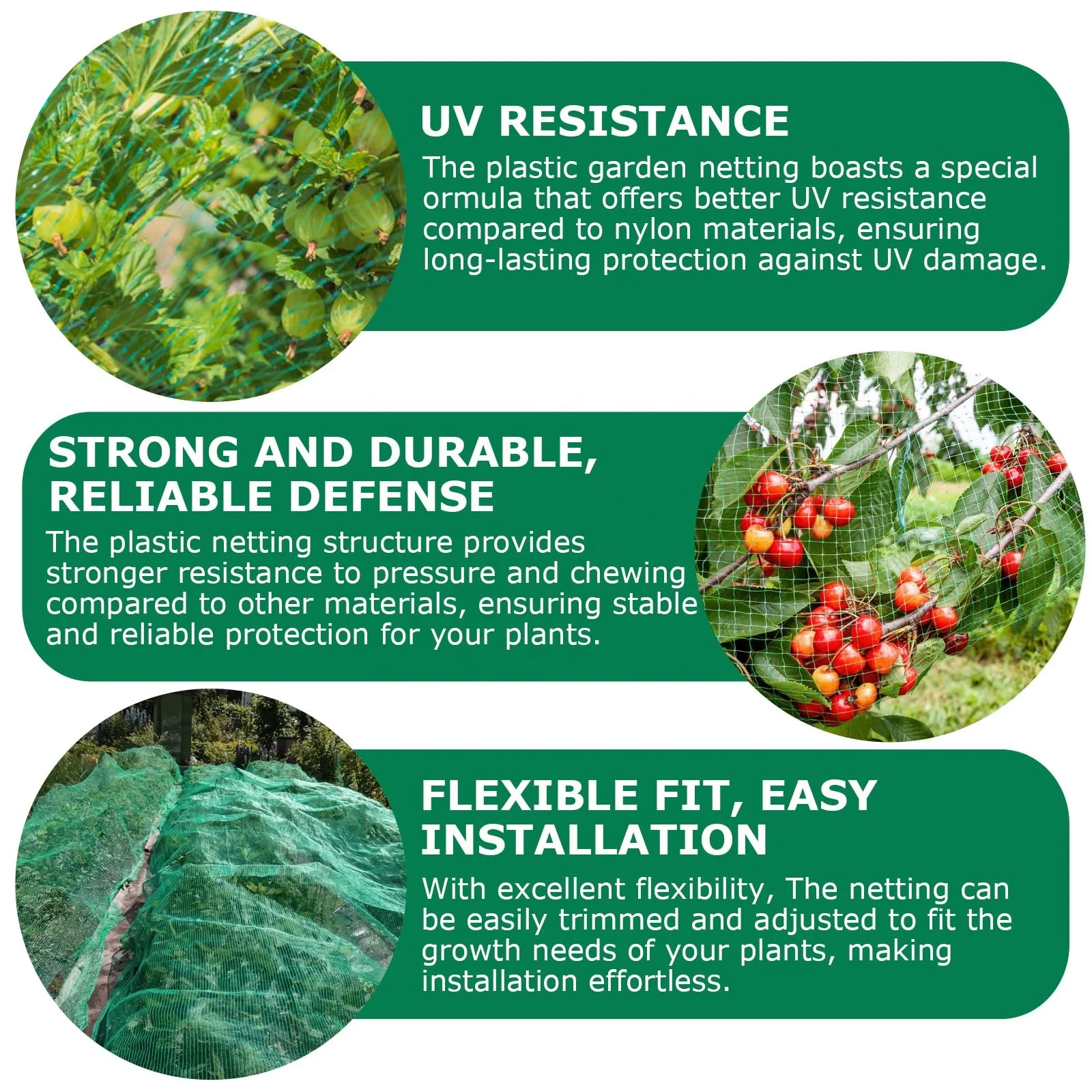 YA SHINE Plastic Netting for Garden Against Birds Outdoor Netting Pest Barrier Bird Netting for Garden