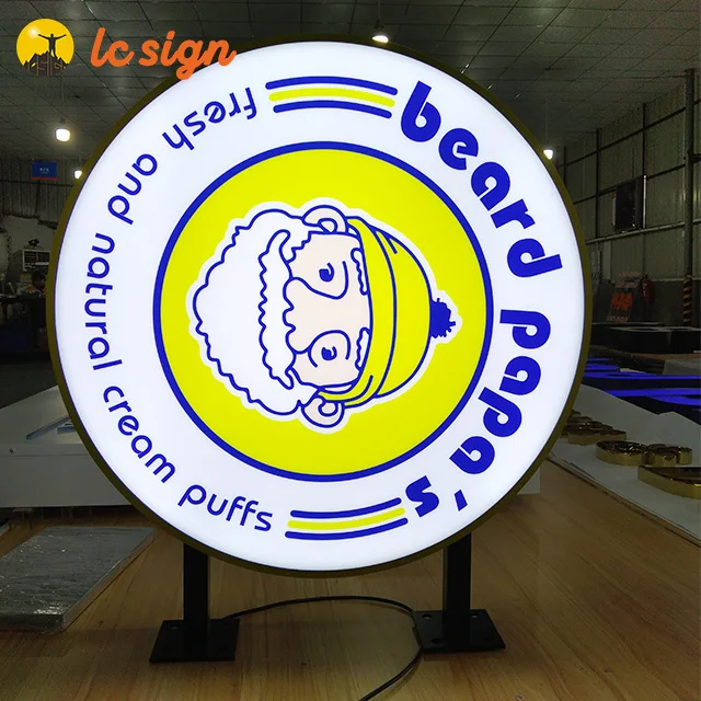 Outdoor circular lighted sign vacuum forming round light box