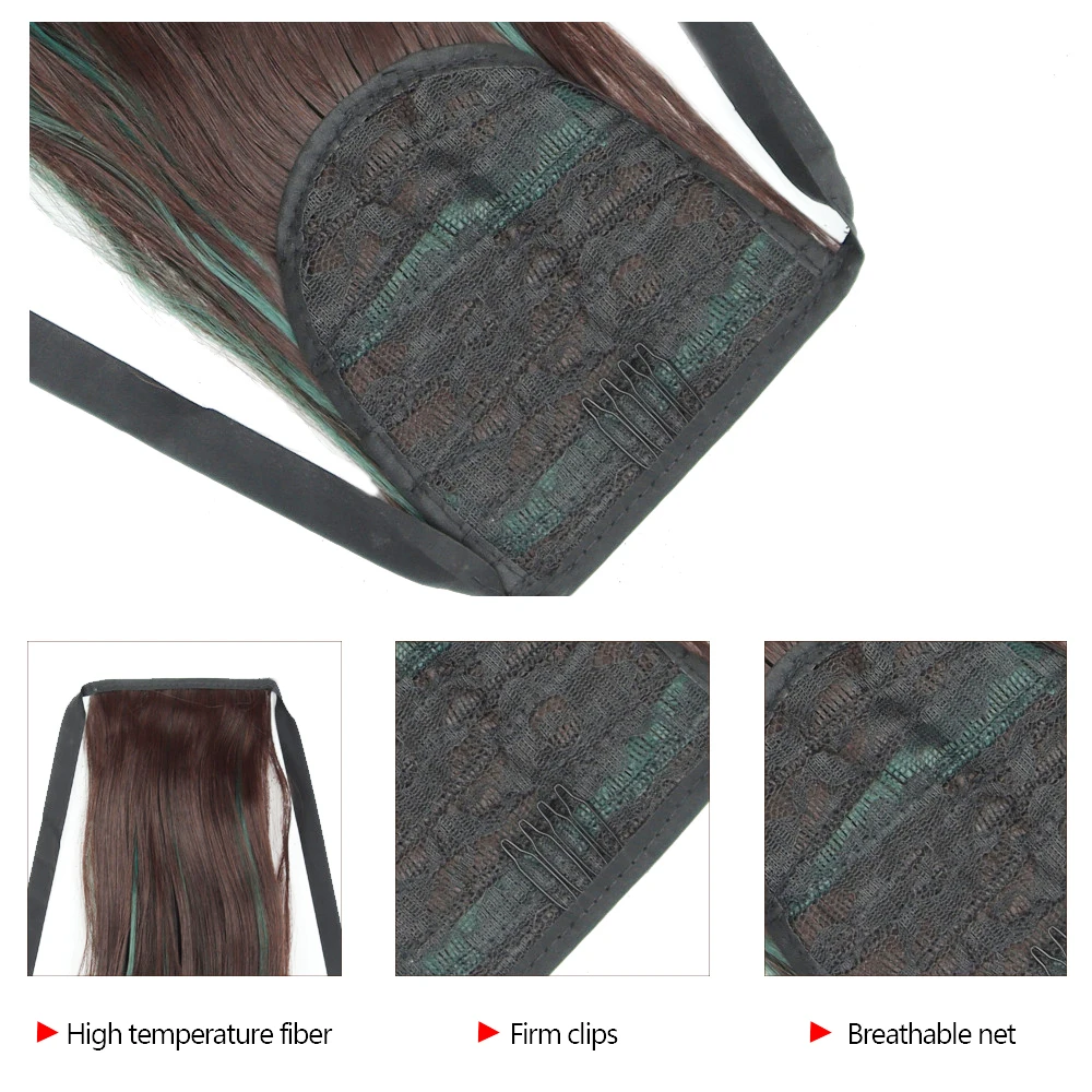 Wholesale 24 Inch Clip in Synthetic Pony Tail Hair Extensions Straps Tie up Corn Wave Curly Hair Ponytail Hairpiece