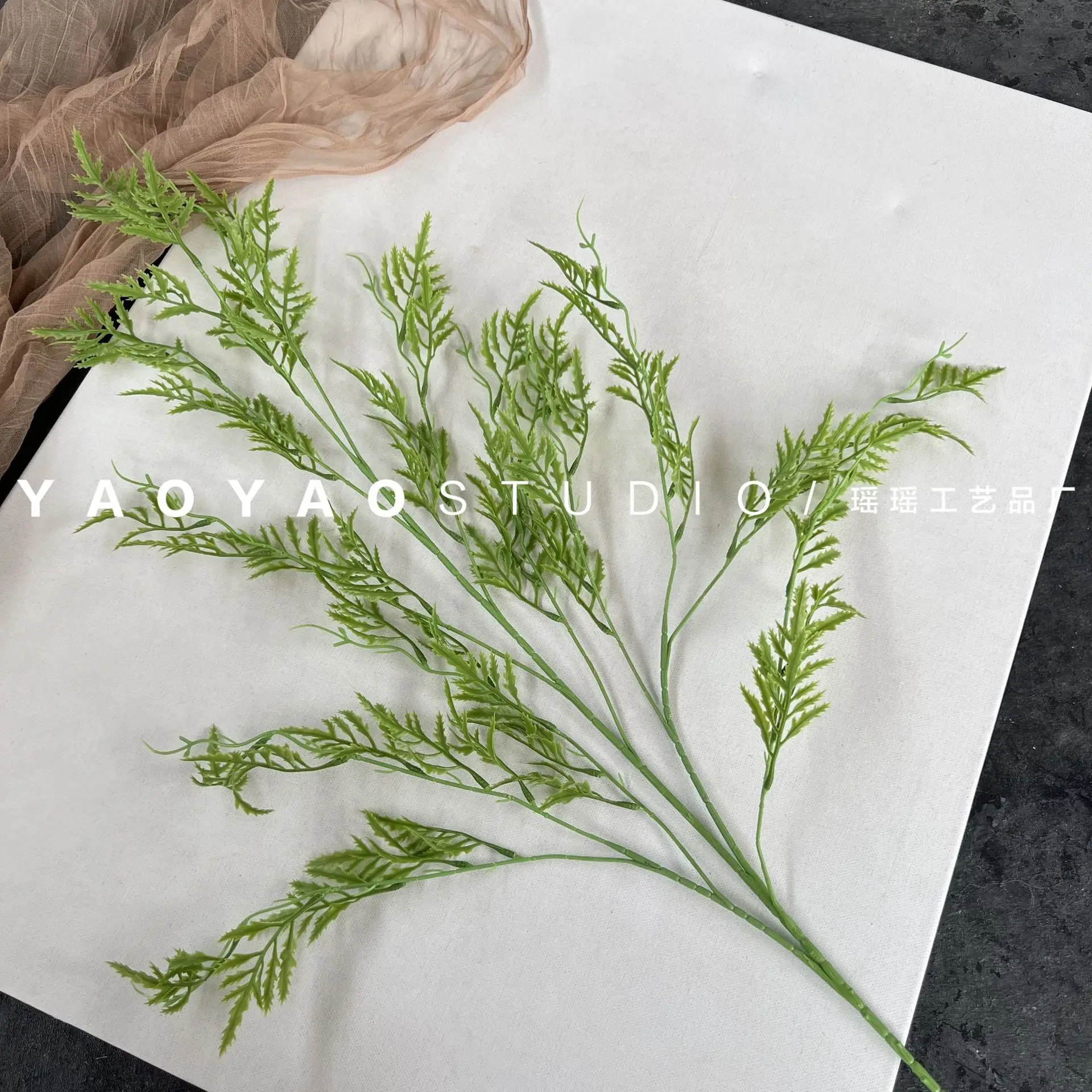 Avocado Green Plastic Fern Leaf Grass Plant Home Decoration Soft Flower Art for Landscape Flower Arranging Engineered by You!