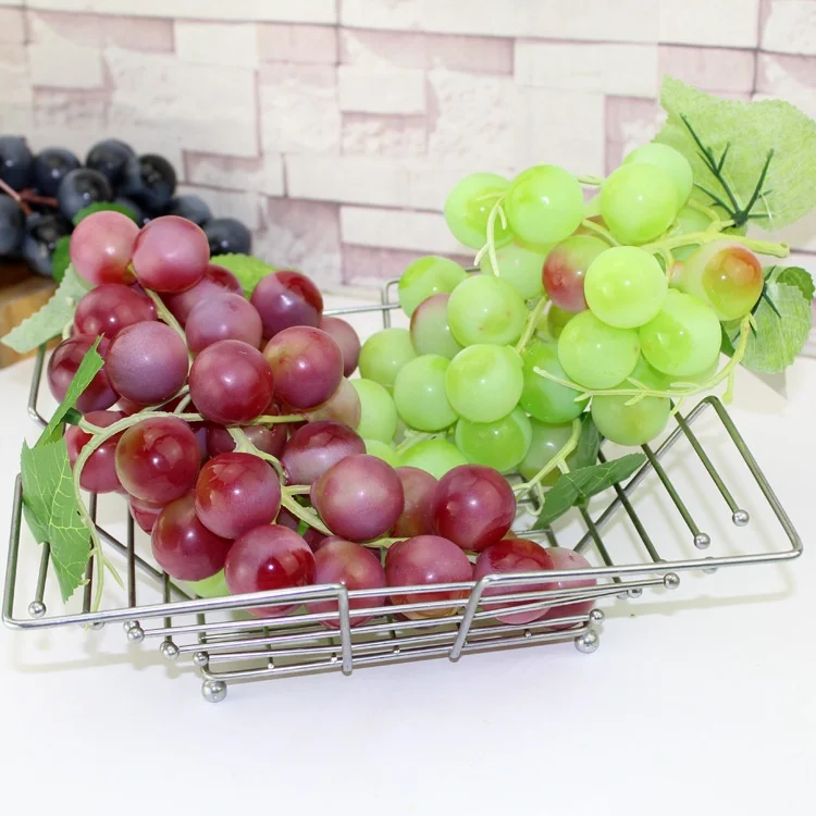 Plastic Decorative Grapes Fake Green Red Artificial Grape Cluster