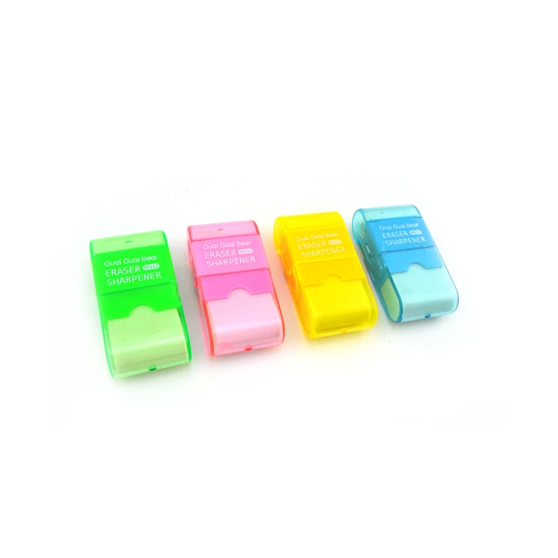 Multi function pencil sharpener and eraser Customized logo stationary for promotion Kids stationery