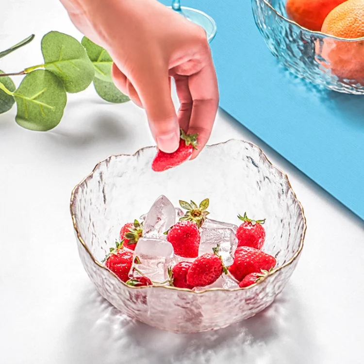 Creative Color Embossed Cute  Dessert Salad Tableware Glass Bowl
