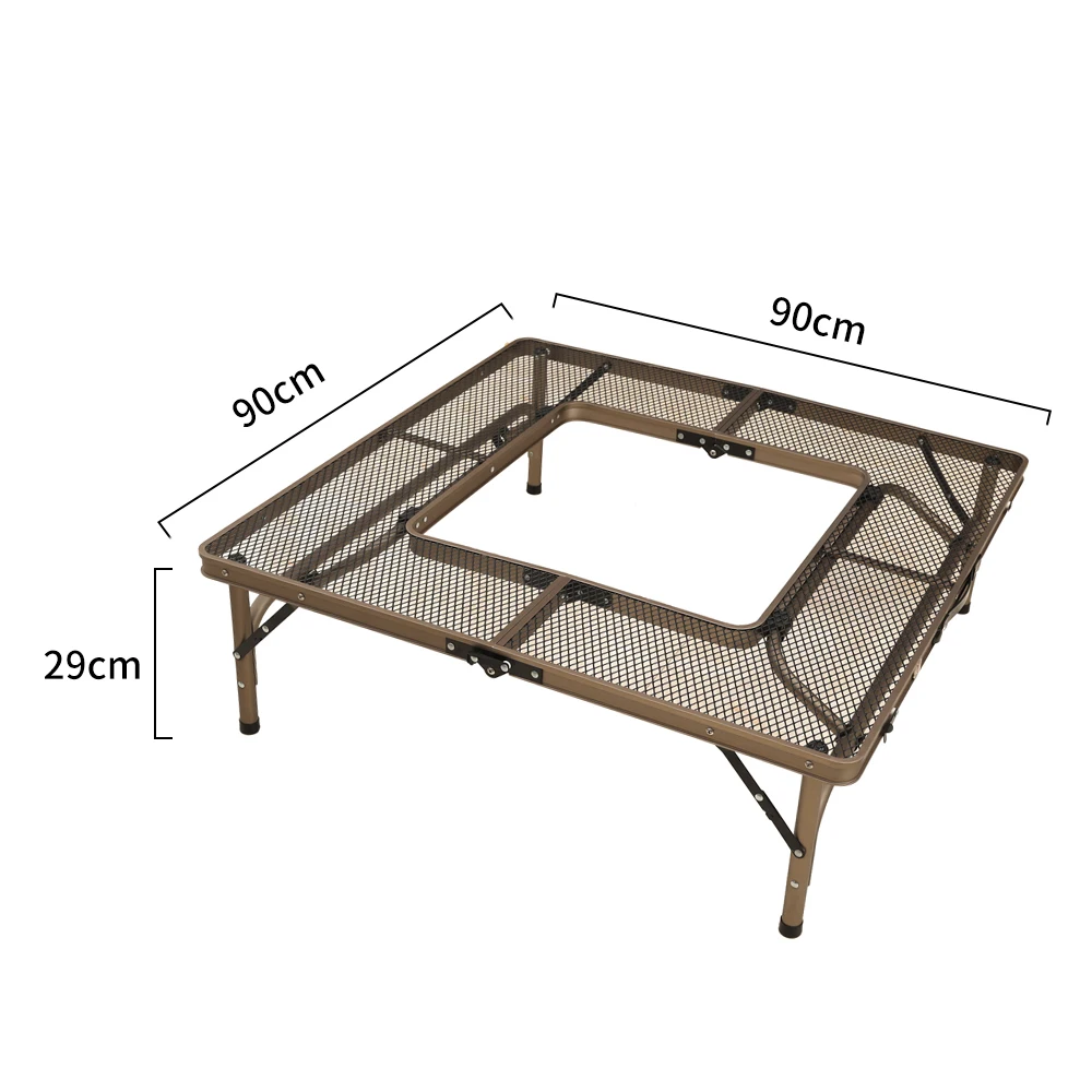 2 folding black lightweight portable iron mesh table top metal camping