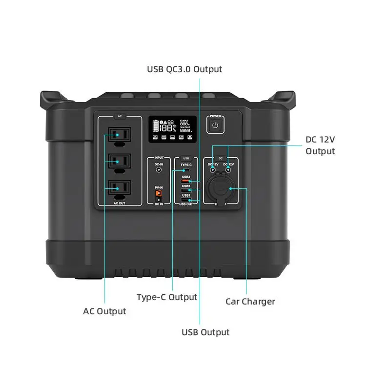Aluminum Case Lithium Battery High-power Emergency Portable Power Station 1000w Solar Generator For Outdoor Power Supply Charger