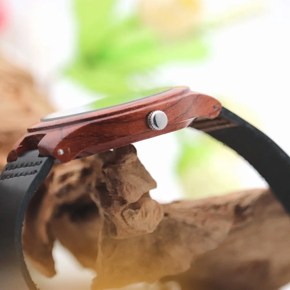 Good GOOD BRAND Minimalist Wood Watch Custom Wooden Wristwatch Leather Strap for Men and Women