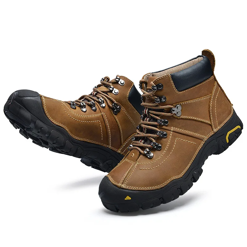 Custom LOGO Big Size Male Mountain Climbing Shoes Waterproof Anti-slip leather mountaineering boot